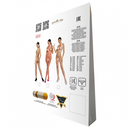 фото Бодістокінг у дуже велику сітку Passion BS091 black, з доступом