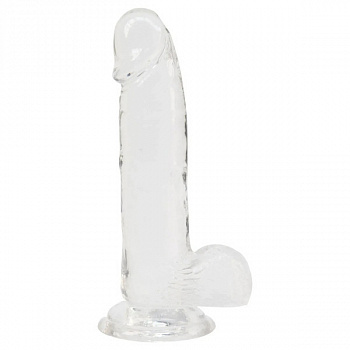 Фалоімітатор  на присосці ADDICTION — Clear Dildo with Balls 8″
