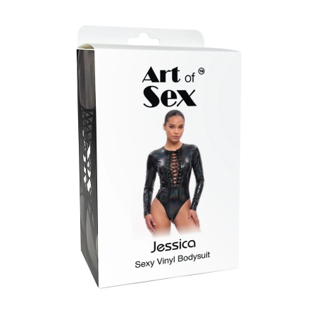 фото Вінілове боді  Art of Sex - Jessica, з ефектом мокрого оксамиту, розмір S