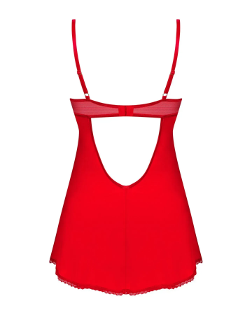 фото Пеньюар  Obsessive Ingridia chemise & thong XS/S, червоний, сорочка, стрінги