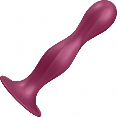 фото Ділдо Satisfyer Double Ball-R Red, унісекс, рухомі кульки всередині, на присосці