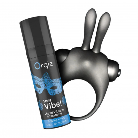 фото Набір Orgie Vibe Bunny: рідкий вібратор та ерекційне віброкільце
