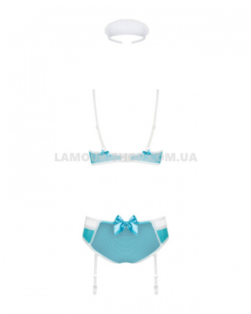 фото Костюм медсестри Obsessive 834-CST-6 S/M, біло-блакитний