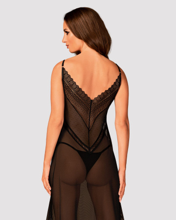 фото Сорочка Obsessive Estiqua chemise M/L, чорний, асиметричний крій