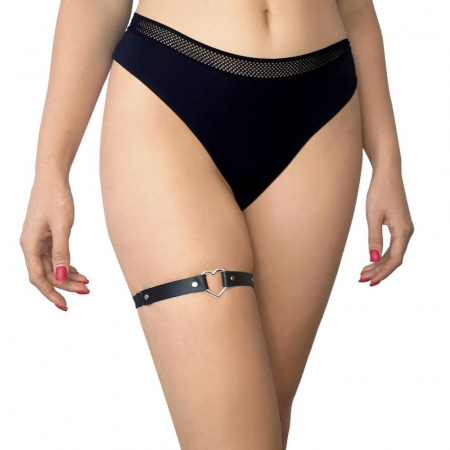 фото Гартер на ногу Серце з натуральної шкіри Art of Sex - Terri, колір Чорний