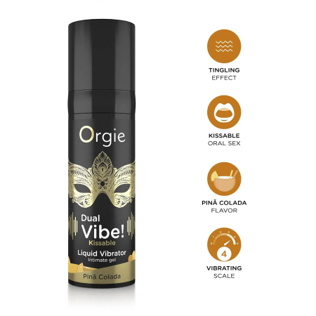 фото Рідкий вібратор Orgie Dual Vibe! Pina Colada Kissable  15 мл