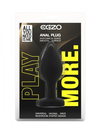 фото Силіконова анальна пробка EGZO - Silicone Black Round Plug Aqua, size S