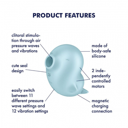 фото Вакуумний кліторальний стимулятор з вібрацією Satisfyer Sassy Seal, 2 мотор