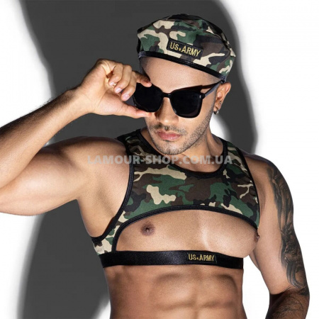 JSY Sexy Lingerie Еротичний костюм JSY «Захисник Ендрю» One Size, топ, труси, берет, окуляри фото фото Еротичний костюм JSY «Захисник Ендрю» One Size, топ, труси, берет, окуляри