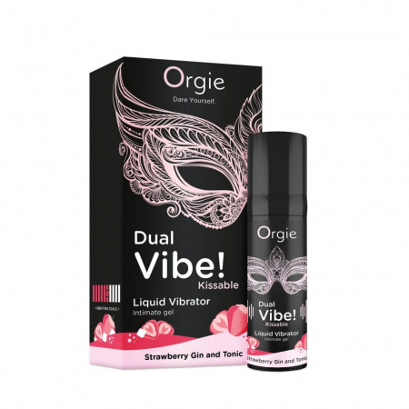 фото Рідкий вібратор Orgie Dual Vibe! Strawberry Gin & Tonic Kissable 