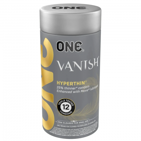 фото Презервативи ONE Vanish Hyperthin, 12 шт, ультратонкі, зі змазкою