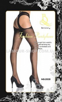 Колготки гладкі з імітацією панчох, чорні