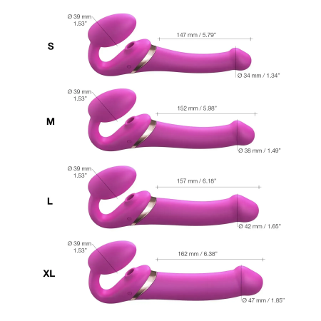фото Вібрострапон з вакуумною стимуляцією Strap-On-Me MULTI ORGASM Fuchsia M, 