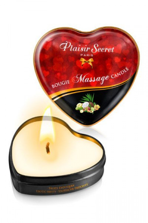 фото Масажна свічка сердечко Plaisirs Secrets Exotic Fruits 35 мл
