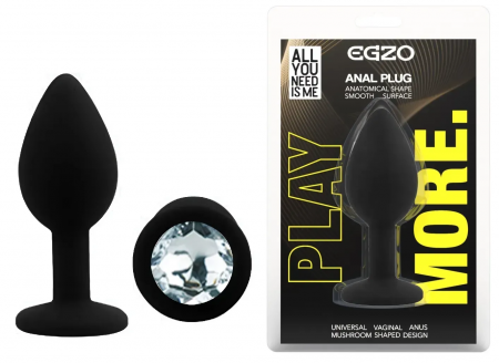 фото Силіконова анальна пробка EGZO - Silicone Black Round Plug Clear, size S