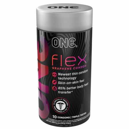 фото Презервативи ONE Flex Graphene, 10 шт, супертонкі, дуже міцні, подарункове пакованнz