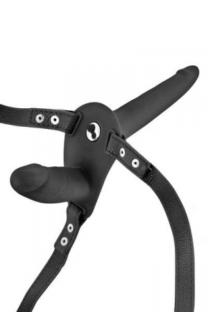 фото Подвійний страпон з вібрацією Fetish Tentation Vibrating Strap-On
