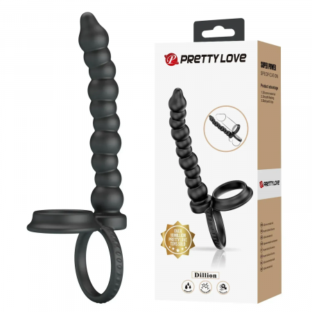 фото Ерекційне кільце з насадкою для анального сексу Pretty Love - Diilon Black
