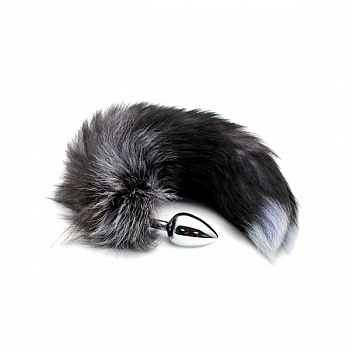 Анальна пробка Лисячий хвіст Alive Black And White Fox Tail S 