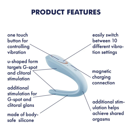фото Вібратор для пар Satisfyer Double Classic Light Blue з одним моторчиком