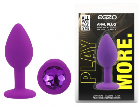 фото Анальна пробка EGZO - Silicone Purple Round Plug Purple, size S