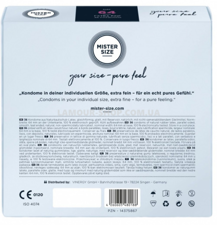 фото Презервативи Mister Size - pure feel - 64  товщина 0,05 мм