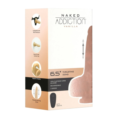 фото Фалоімітатор-пульсатор Naked Addiction 6.5″ Thrusting Dong With Remote, рухи вперед