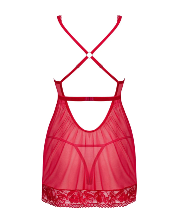 фото Сорочка бебі-дол Obsessive Lacelove babydoll & thong XL/2XL Red,