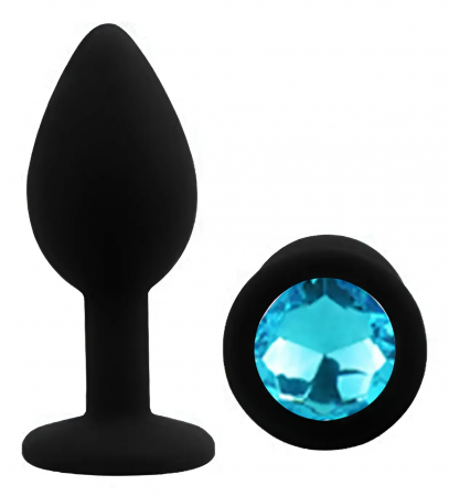 фото Силіконова анальна пробка EGZO - Silicone Black Round Plug Aqua, size S