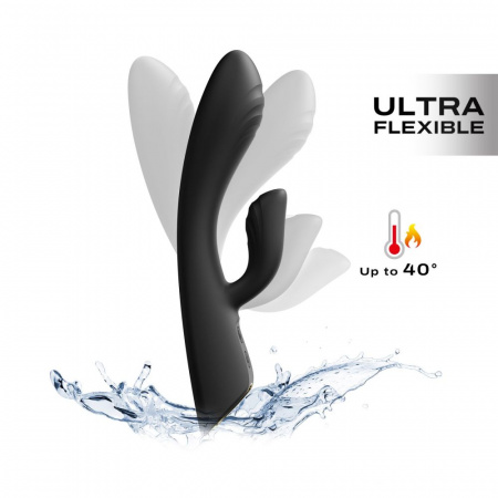 фото Вібратор-кролик з підігрівом Dorcel FLEXI RABBIT BLACK, гнучкий стовбур