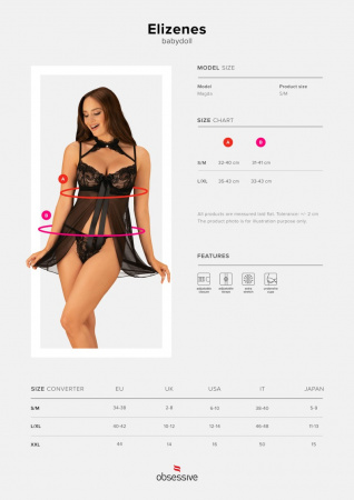 фото Комплект 88318 Elizenes Babydoll & Thong Black S/M