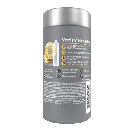 фото Презервативи ONE Vanish Hyperthin, 12 шт, ультратонкі, зі змазкою