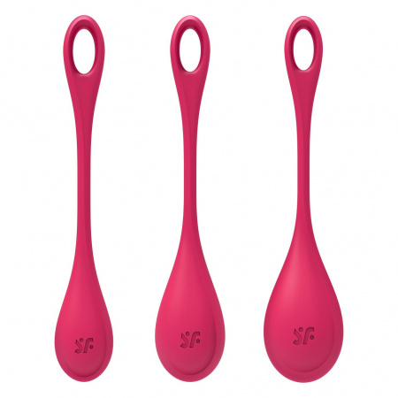 фото Набор йони бусин Satisfyer Yoni Power 1 Red, диаметр 2-2,5-3см, вес 22-46-74гр