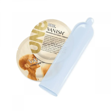 фото Презервативи ONE Vanish Hyperthin, 12 шт, ультратонкі, зі змазкою