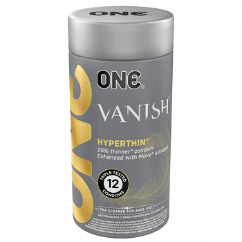 Презервативи ONE Vanish Hyperthin, 12 шт, ультратонкі, зі змазкою