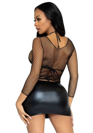 фото Сітчастий топ Leg Avenue Long Sleeves T-Shiets Black, One Size