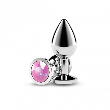 Анальна пробка  NS Novelties Rear Assets - Silver - Medium - Pink Gem