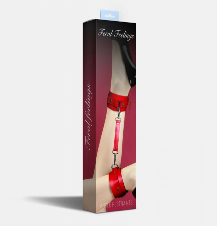 фото Поножі Feral Feelings – Ankle Restraints, натуральна шкіра, red