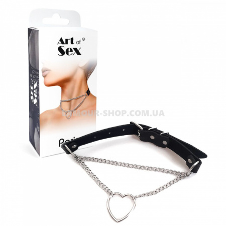 фото Чокер на шию Серце Art of Sex - Paris, з натуральної шкіри, колір Чорний