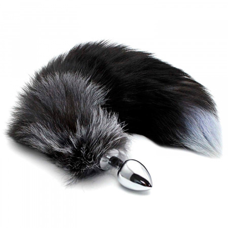 фото Анальна пробка Лисячий хвіст Alive Black And White Fox Tail M, діаметр 3,4 с