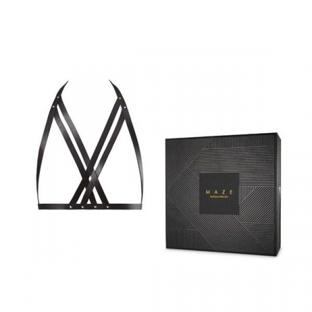 фото Портупея Bijoux Indiscrets MAZE — Halter Bra Harness Black