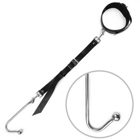 фото Анальний гак  із нашийником з шкіри Art of Sex - Anal hook, Чорний
