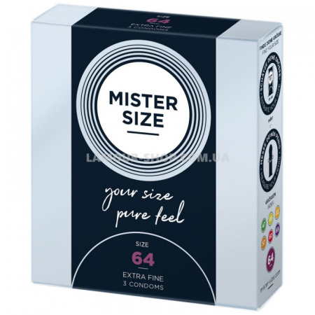 фото Презервативи Mister Size - pure feel - 64 (3 condoms), товщина 0,05 мм