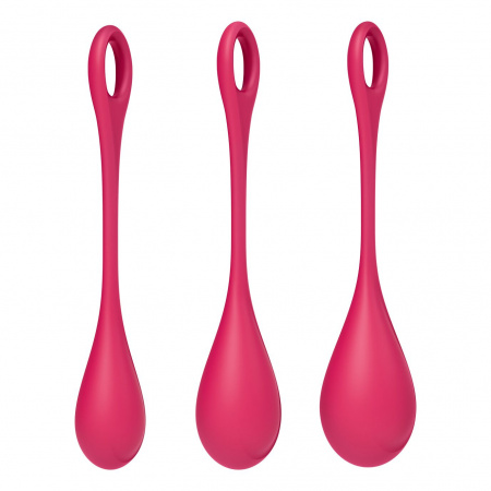 фото Набор йони бусин Satisfyer Yoni Power 1 Red, диаметр 2-2,5-3см, вес 22-46-74гр