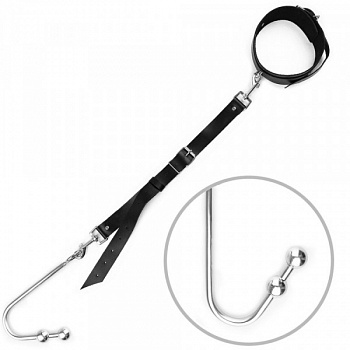 Анальний гак 3  із нашийником з шкіри Art of Sex - Anal hook, Чорний