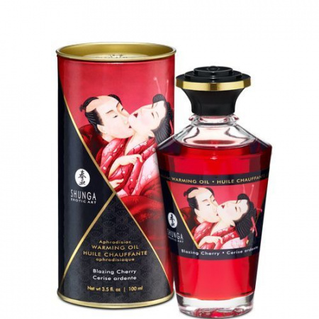 фото Олія Shunga Aphrodisiac Warming Oil - Blazing Cherry (100 мл)