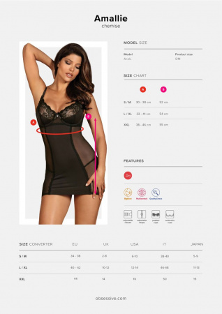 фото Комплект Amallie Chemise & Thong Black S/M