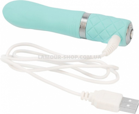 фото Вібратор PILLOW TALK - Flirty Teal із кристалом Сваровськи, гнучка головка