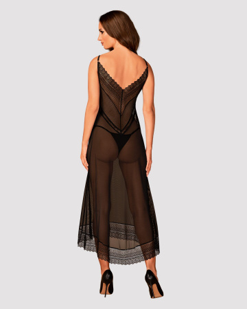 фото Сорочка Obsessive Estiqua chemise M/L, чорний, асиметричний крій