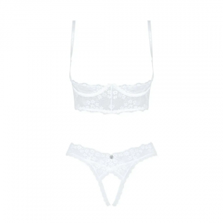 фото Комплект  Obsessive Heavenlly 2-pcs cupless set XS/S, відкриті груди, з дост